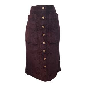 NWT Sonoma Purple High Waist Corduroy Skirt Pockets Boho Retro 90s Fall 12
